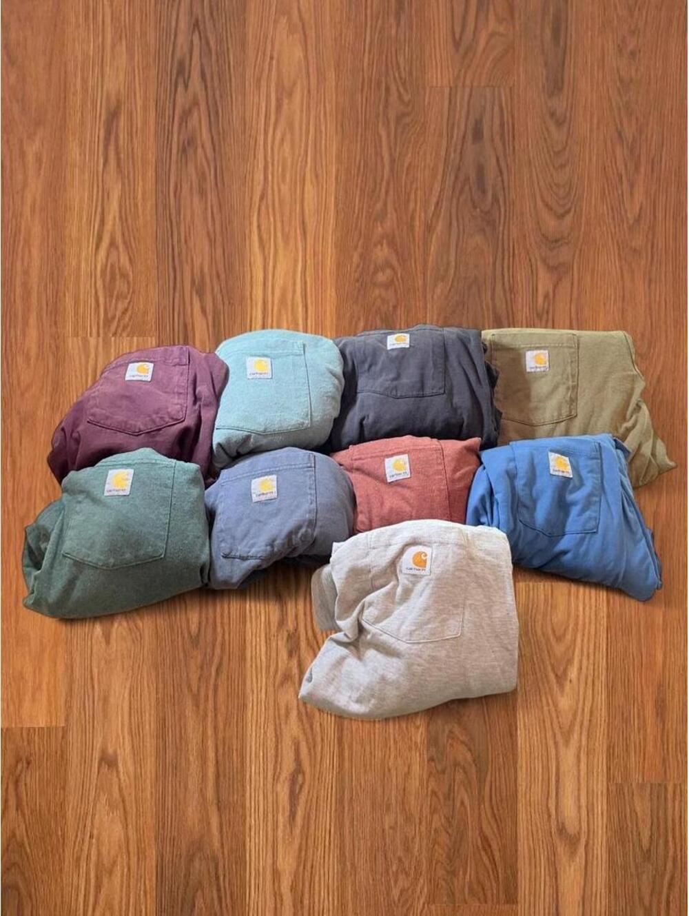 Lot of 9 Carhartt Mens 2XL Work Shirts Short & Long Sleeve Button Shirt